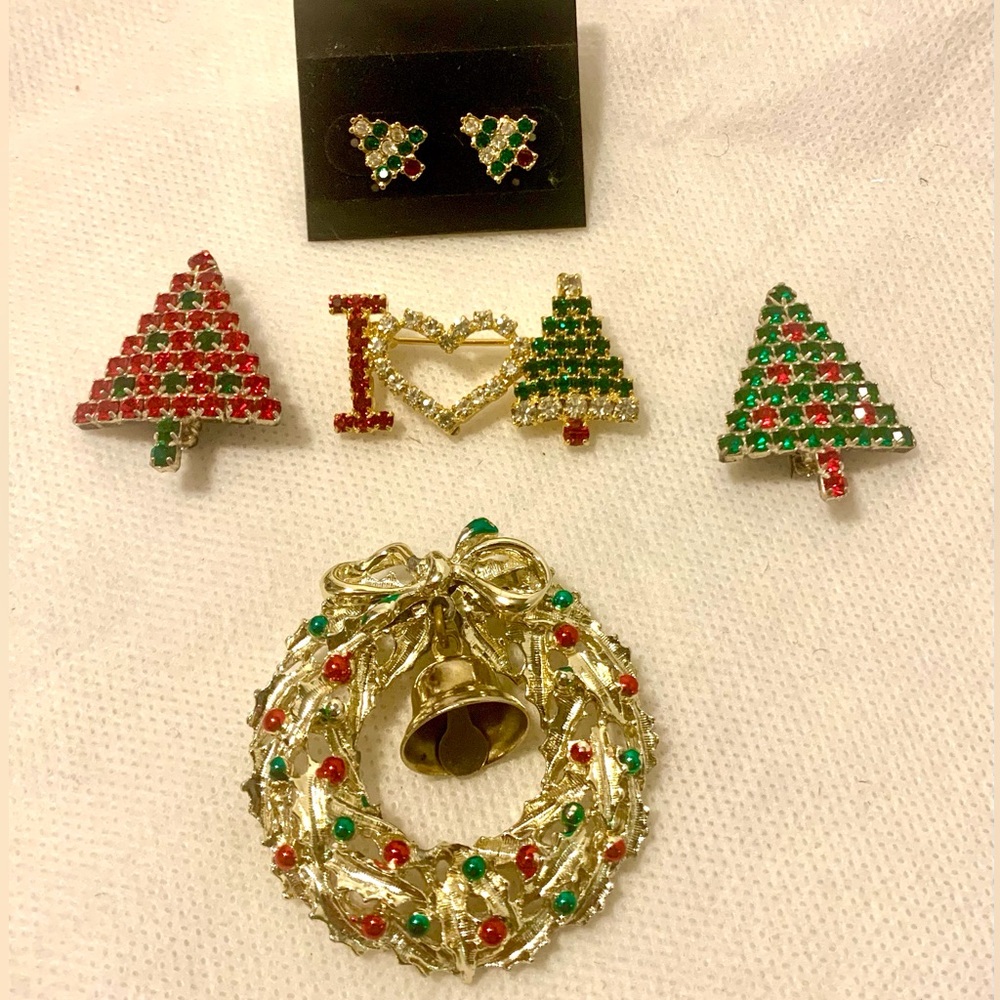 CHRISTMAS Costume Jewelry Pins Earrings $12 EACH
